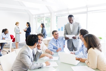 people in business training setting