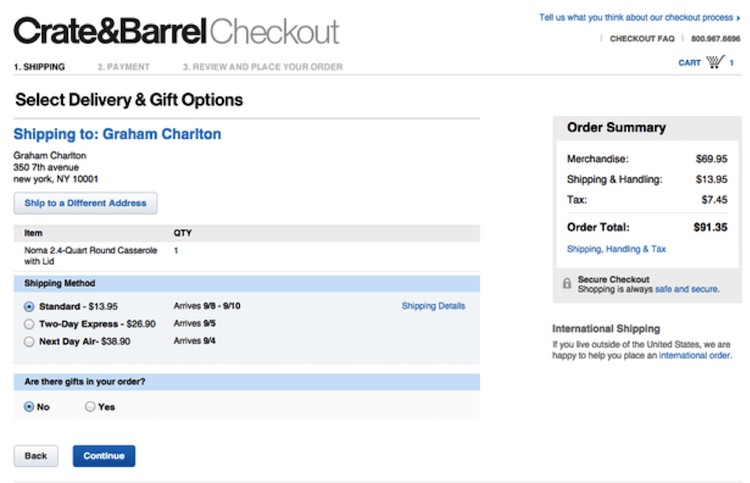 Crate & Barrel Checkout