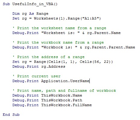Usefull VBA Info