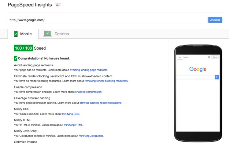 Google Page Speed Tester