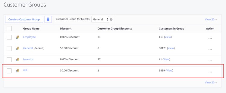 BigCommerce customer groups